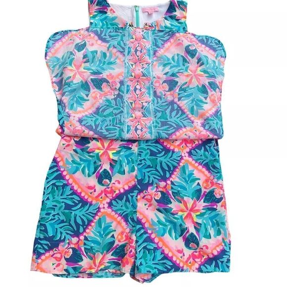 Lilly Pulitzer | Seaside Aqua Tanya Dress Romper | 8 - Picture 7 of 8